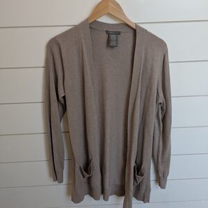 Open Front Lounge Wrap Cardigan With Pockets Taupe Size Medium Matty M